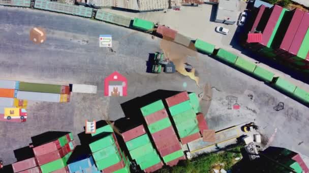 Logistic Business Transport Concept Aerial View Import Export Port Many — Stock Video
