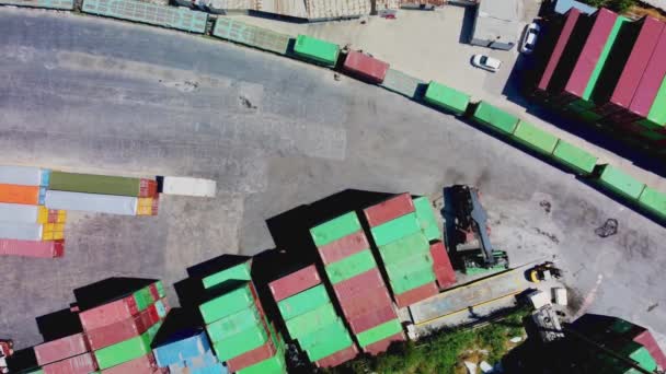 Heftruck Heftruck Vrachtcontainer Dock Werf Voor Transport Import Export Logistieke — Stockvideo