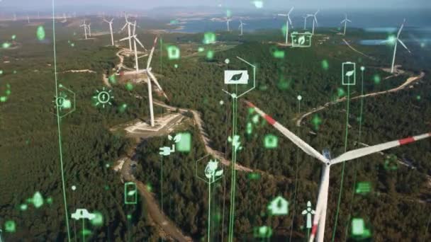 Usina Eólica Tecnologia Rede Inteligente Energia Renovável Recursos Sustentáveis Imagens — Vídeo de Stock