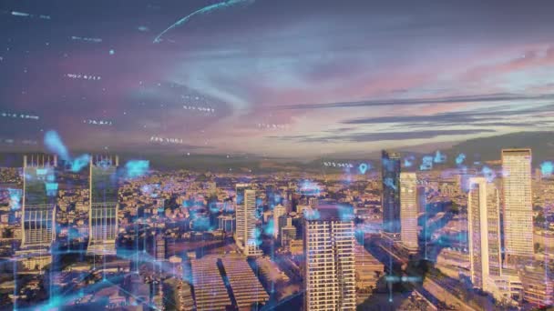 Smart City Und Kommunikations Netzwerk Konzept Digitale Transformation Hochwertiges Filmmaterial — Stockvideo