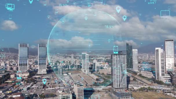 Akıllı Şehir Iletişim Ağı Konsepti Dijital Dönüşüm Yüksek Kalite Görüntü — Stok video