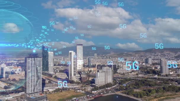 Koncept För Smarta Städer Och Kommunikationsnät Digital Omvandling Högkvalitativ Film — Stockvideo
