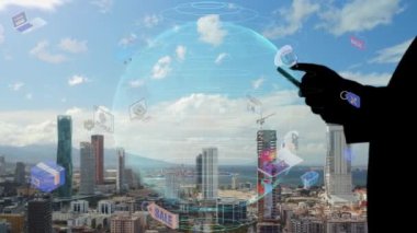 Mobile communication network concept. IoT Internet of Things. High quality 4k footage