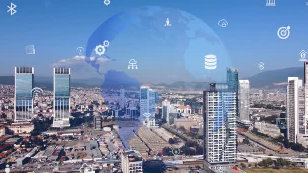 Concepto Ciudad Inteligente Red Comunicación Transformación Digital Imágenes Alta Calidad — Vídeo de stock