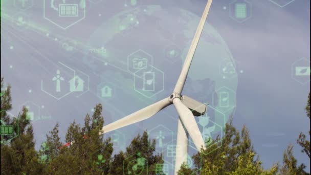 Windenergie Technologie Slim Netwerk Hernieuwbare Energie Duurzame Hulpbronnen Hoge Kwaliteit — Stockvideo