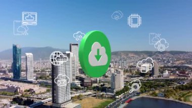 Bulut hesaplama konsepti. İletişim ağı. Yüksek kalite 4k görüntü