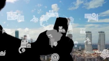 Mobile communication network concept.online shopping. High quality 4k footage