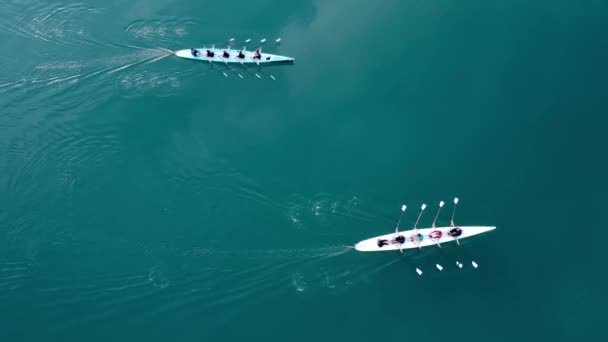 Aviões Drone Aérea Visão Vídeo Dois Esportes Canoa Operada Por — Vídeo de Stock
