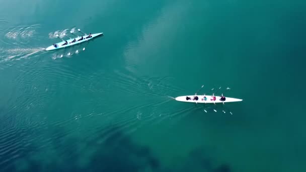 Aviões Drone Aérea Visão Vídeo Dois Esportes Canoa Operada Por — Vídeo de Stock