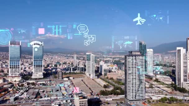Concepto Ciudad Inteligente Red Comunicación Transformación Digital Imágenes Alta Calidad — Vídeos de Stock