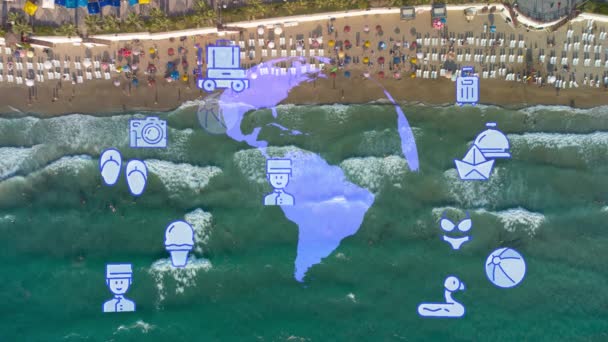 Seyahat Plajı Nesneleri Animasyon Grafik Kaynak Elementleri Kusadasi Izmir Hindi — Stok video