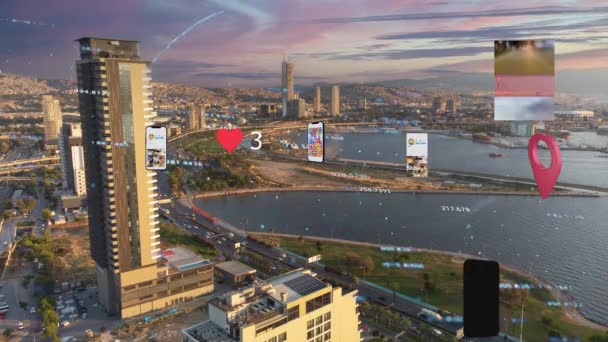 Futuristic City Connected Social Media High Tech Vision Izmir Augmented — Video