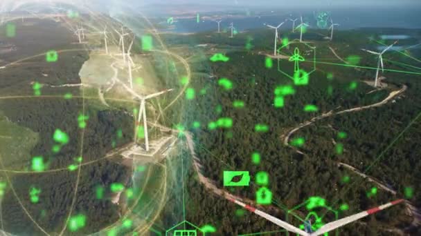 Windkraftanlage Und Technologie Intelligente Netze Erneuerbare Energien Nachhaltige Ressourcen Hochwertiges — Stockvideo