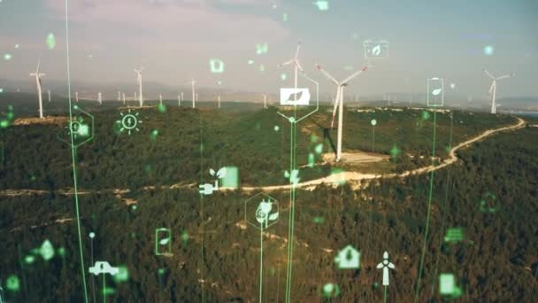 Centrala Eoliană Tehnologia Reţea Inteligentă Energie Regenerabilă Resurse Durabile Imagini — Videoclip de stoc