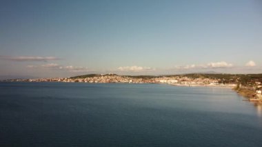 Balikesir Ayvalik ve Cunda adasının hava manzarası. Yüksek kalite 4k görüntü