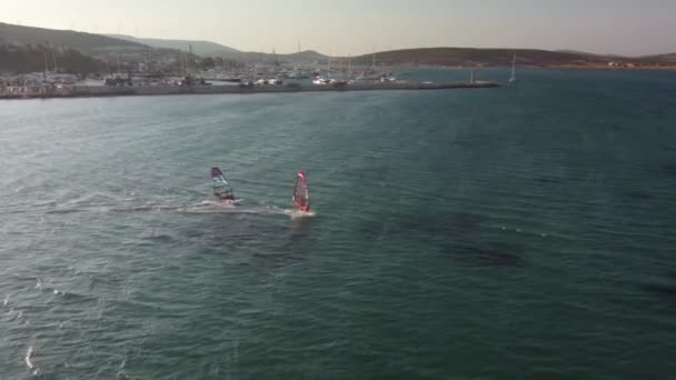 Wind Surf Turkije Alacati Surf Paradise Hoge Kwaliteit Beeldmateriaal — Stockvideo