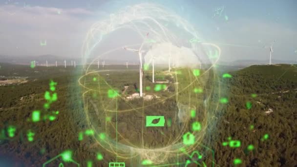 风力发电厂和技术 智能电网 可再生能源 可持续资源 高质量的4K镜头 — 图库视频影像