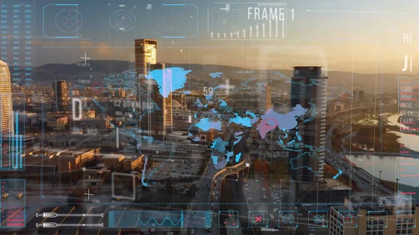 Global Anslutning Och Nätmodernisering Smarta Städer Begreppet Framtida Trådlös Digital — Stockfoto