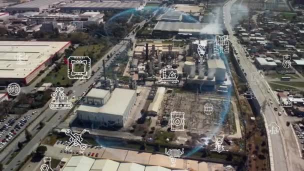 Koncepcja Technologii Przemysłowej Sieć Komunikacyjna Przemysł Automatyzacja Fabryczna Wysokiej Jakości — Wideo stockowe