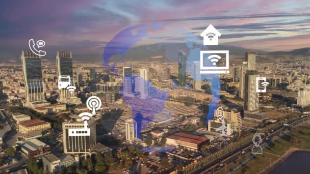 Smart City Iot Internet Thing Ict Digital Technology Futuristic Automation — Stock Video