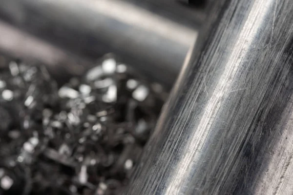Dos Varillas Aluminio Virutas Máquina Miling Fotografía Industrial Primer Plano — Foto de Stock