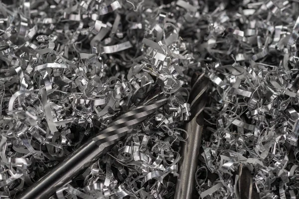 Precision Carbide Milling Tools Metal Shavings Stock Image