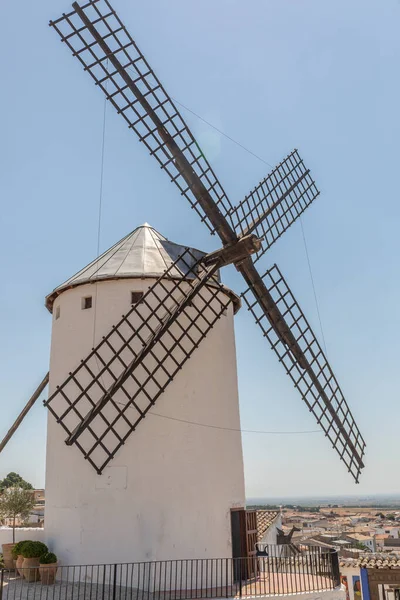 Side View Large Bladed White Windmill Big Sunny Day Spain — стоковое фото