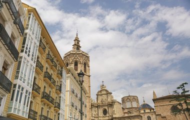 Çan kulesi, El Micalet ve Valencia Katedrali, Valencia Plaza de la Reina, İspanya.