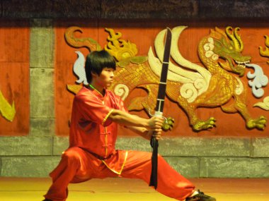 Çin dövüş sanatları sahnede performans