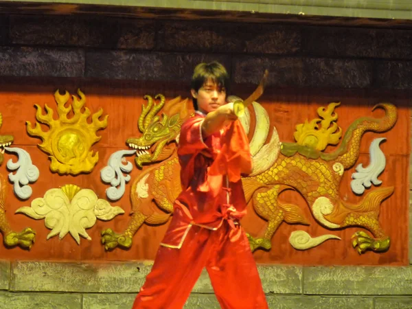 Chinese martial artiest uitvoeren op het podium — Stockfoto