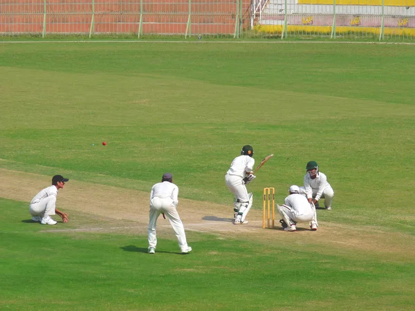 Batsman Playing Drive Shot — Stock Photo, Image