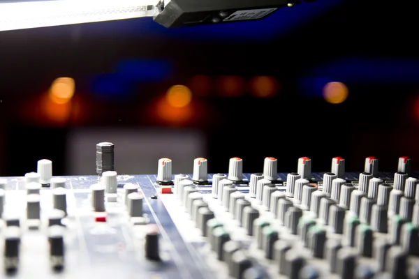Audio mixer close up view