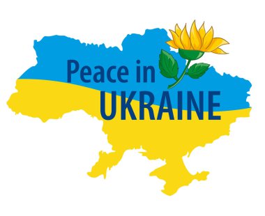 Ukrayna 'yı ayçiçekleriyle haritala. Ukrayna Bayrağı.