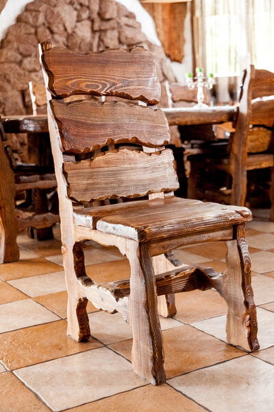 Wooden chair standing in dining room