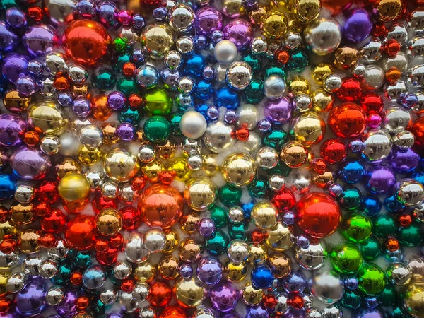 Macro Colorful Shiny Balls Christmas Tree Baubles Background Christmas Holidays — Stock Photo, Image