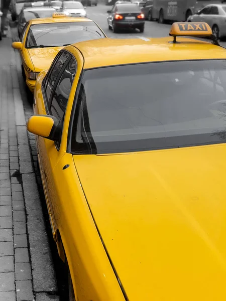 Taxi Parkeren Straat Van Stad Klassieke Gele Taxi New York — Stockfoto