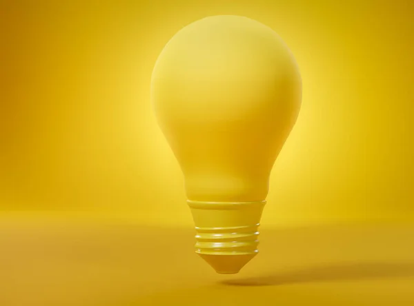 Yellow Incandescent Light Bulb Yellow Studio Background Concept Energy Saving — Fotografia de Stock