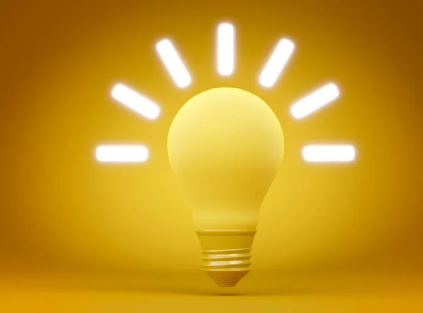 Kreative Illustration Einer Glühenden Glühbirne Auf Gelbem Hintergrund Konzept Der — Stockfoto