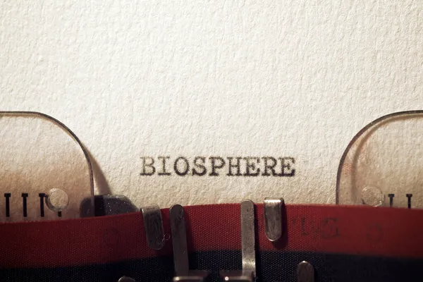Słowo Biosfera Napisane Maszyną Pisania — Zdjęcie stockowe