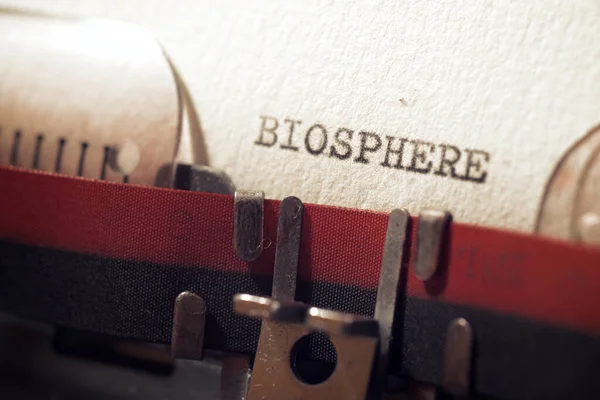 Szó Bioszféra Írva Egy Írógéppel — Stock Fotó