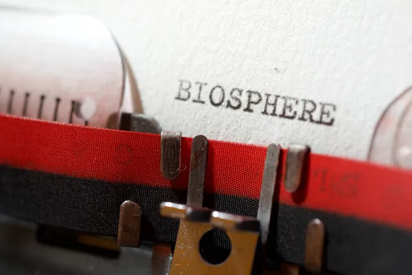 Word Biosphere Written Typewriter — Stock Photo, Image