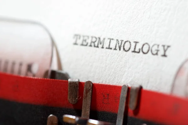 Het Woord Terminologie Geschreven Met Een Typemachine — Stockfoto
