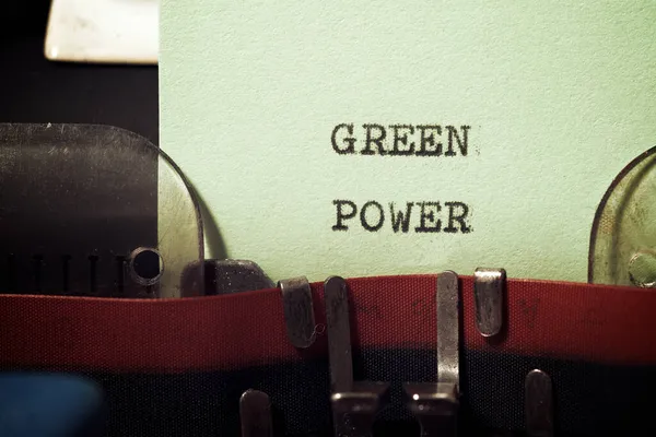 Tekst Green Power Napisany Maszyną Pisania — Zdjęcie stockowe