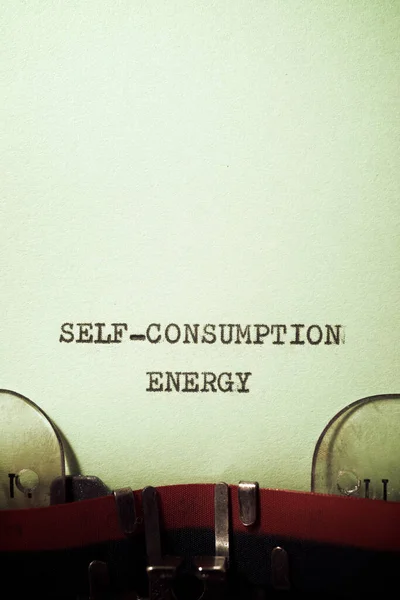 Auto Consumo Energía Texto Escrito Con Una Máquina Escribir — Foto de Stock