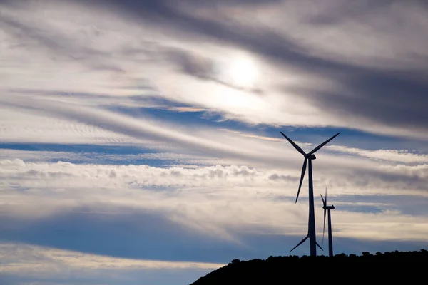 Větrné Turbíny Pro Výrobu Elektrické Energie Provincie Huesca Aragon Španělsku — Stock fotografie