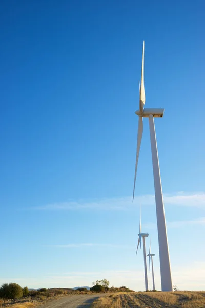 Turbinas Eólicas Para Produção Energia Elétrica Província Zaragoza Aragão Espanha — Fotografia de Stock