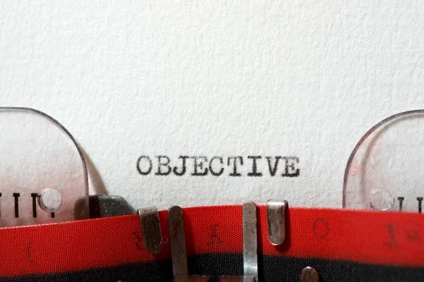Palavra Objetivo Escrito Com Uma Máquina Escrever — Fotografia de Stock