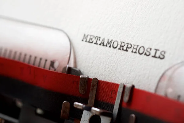 Bir Daktiloyla Yazılmış Metamorfoz Kelimesi — Stok fotoğraf