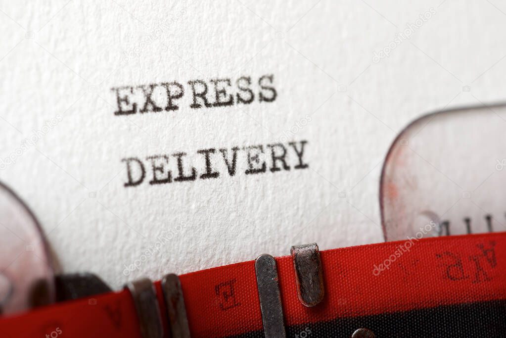 Express delivery text written with a typewriter.