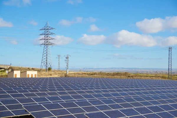 Huge Solar Panels Electric Production Zaragoza Province Aragon Spain — Stock Photo, Image